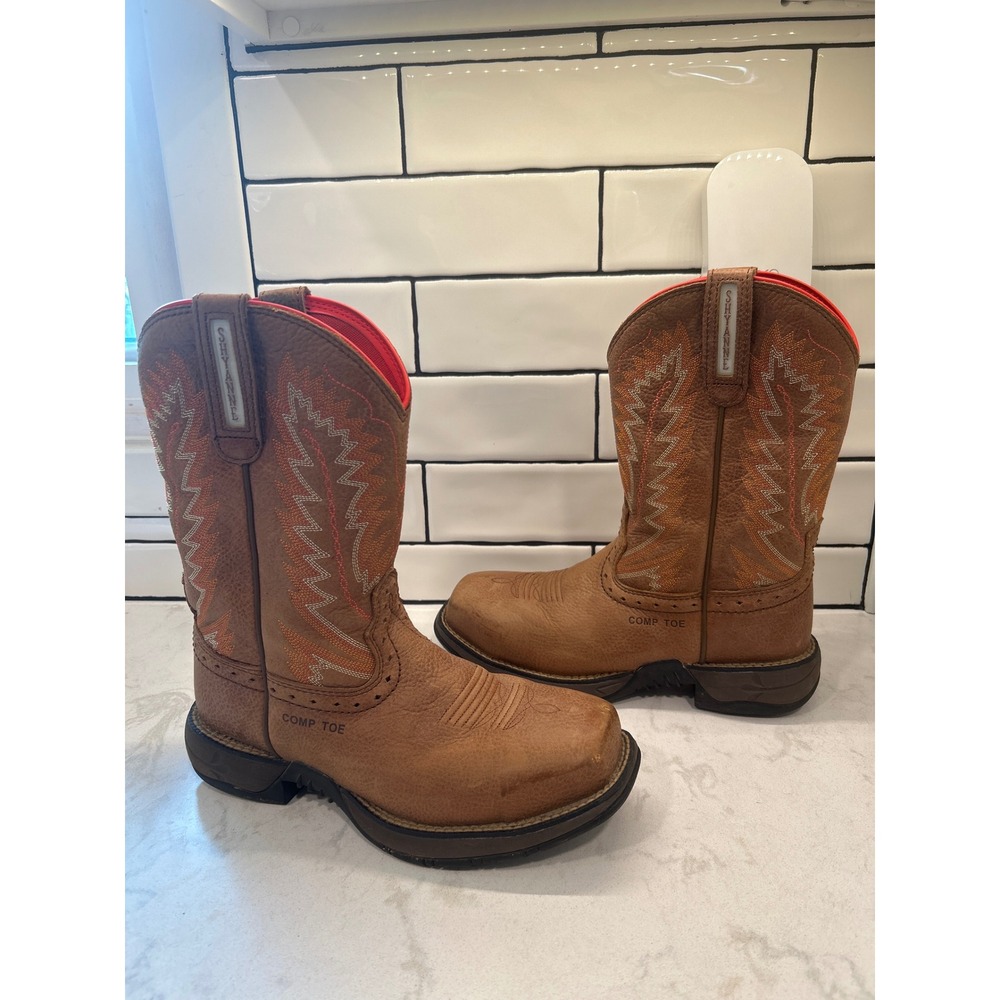 Shyanne Women's Comp Toe Western Rodeo Cowgirl Work Boots Brown Leather Size 8B - Picture 11 of 11
